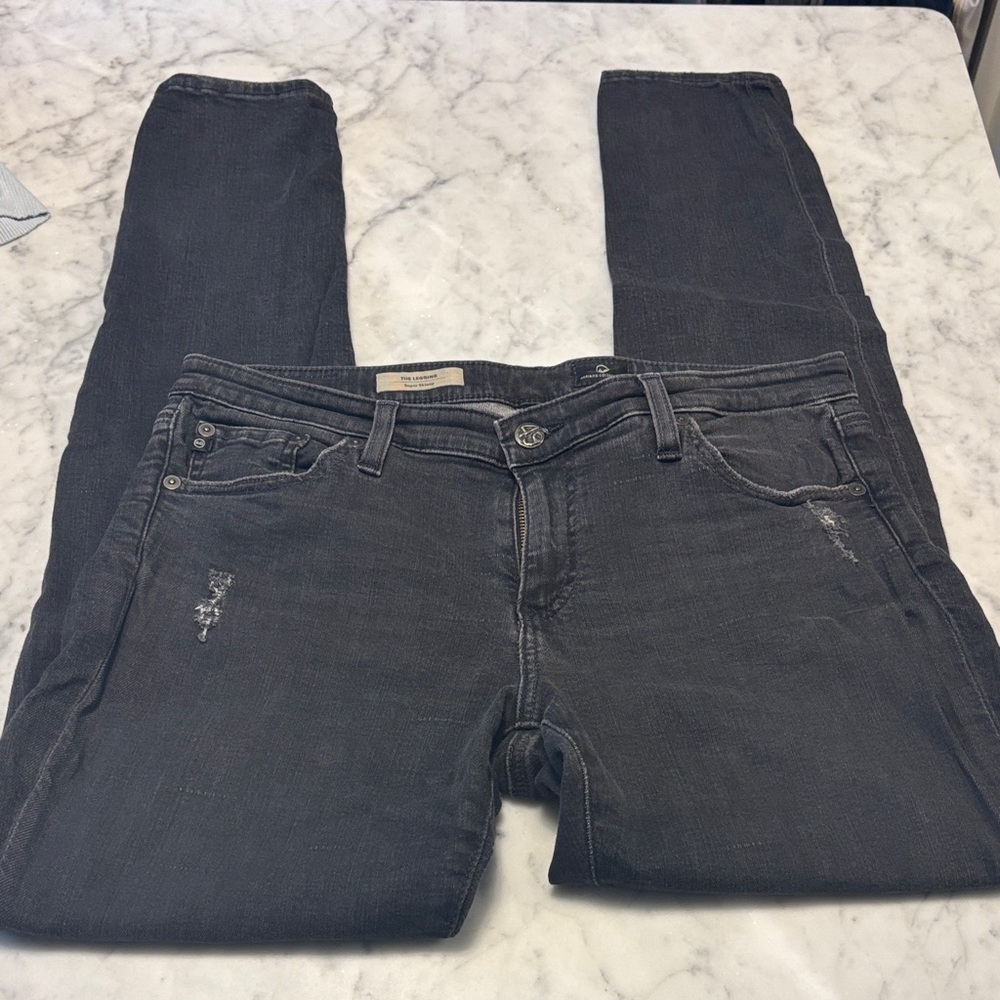 AG Women's Distressed Black skinny Jeans